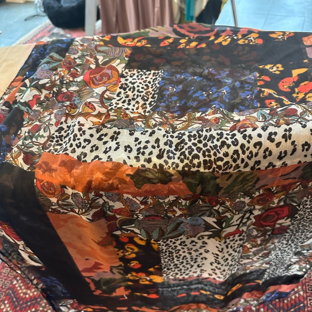 Vibrant Multi-Print Silk Scarf — Floral, Leopard & Patchwork Missioni